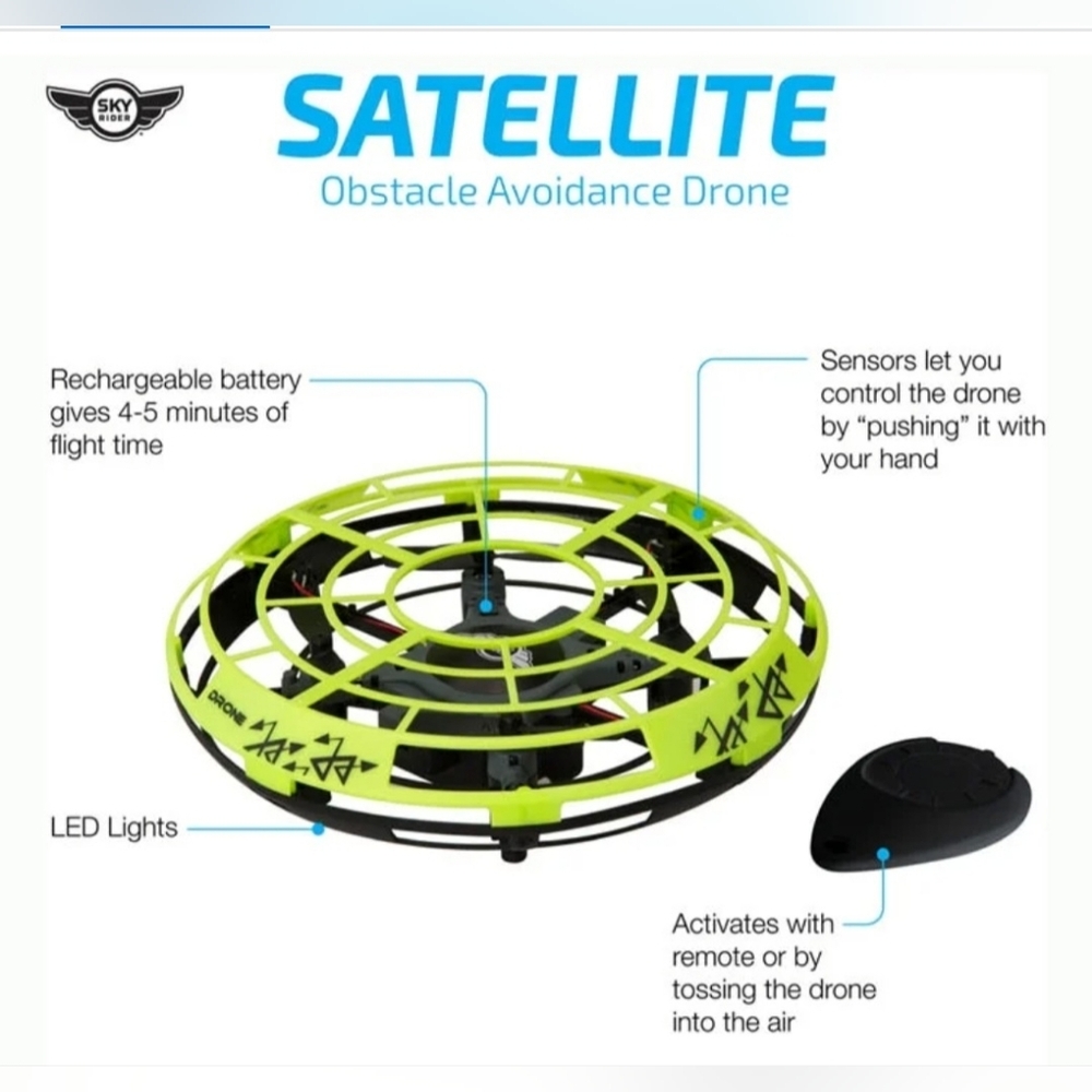 Sky Rider Satellite Obstacle Avoidance‎ Green Drone, DR159 brand new